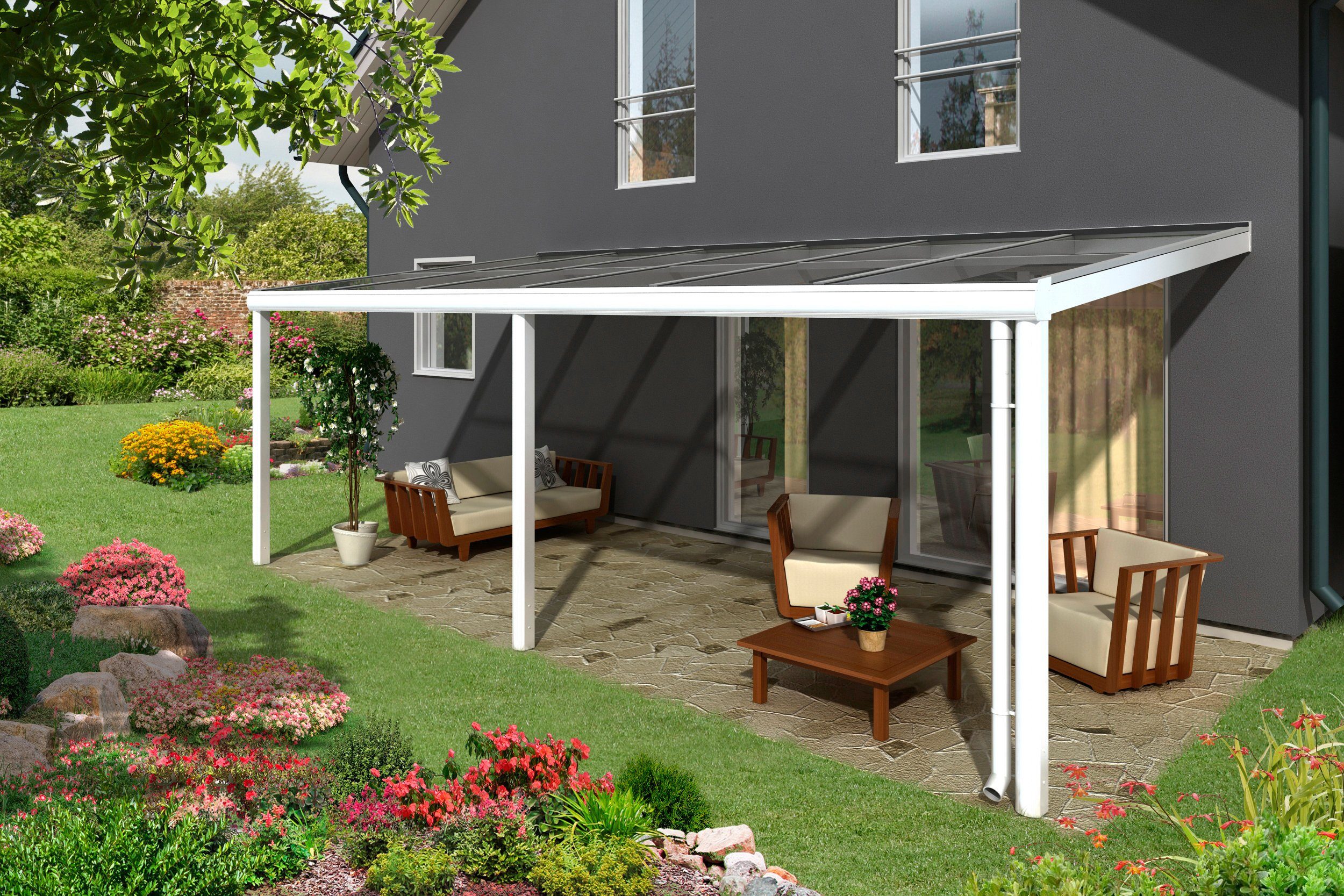 Skanholz Terrassendach Monza, BxT: 648x357