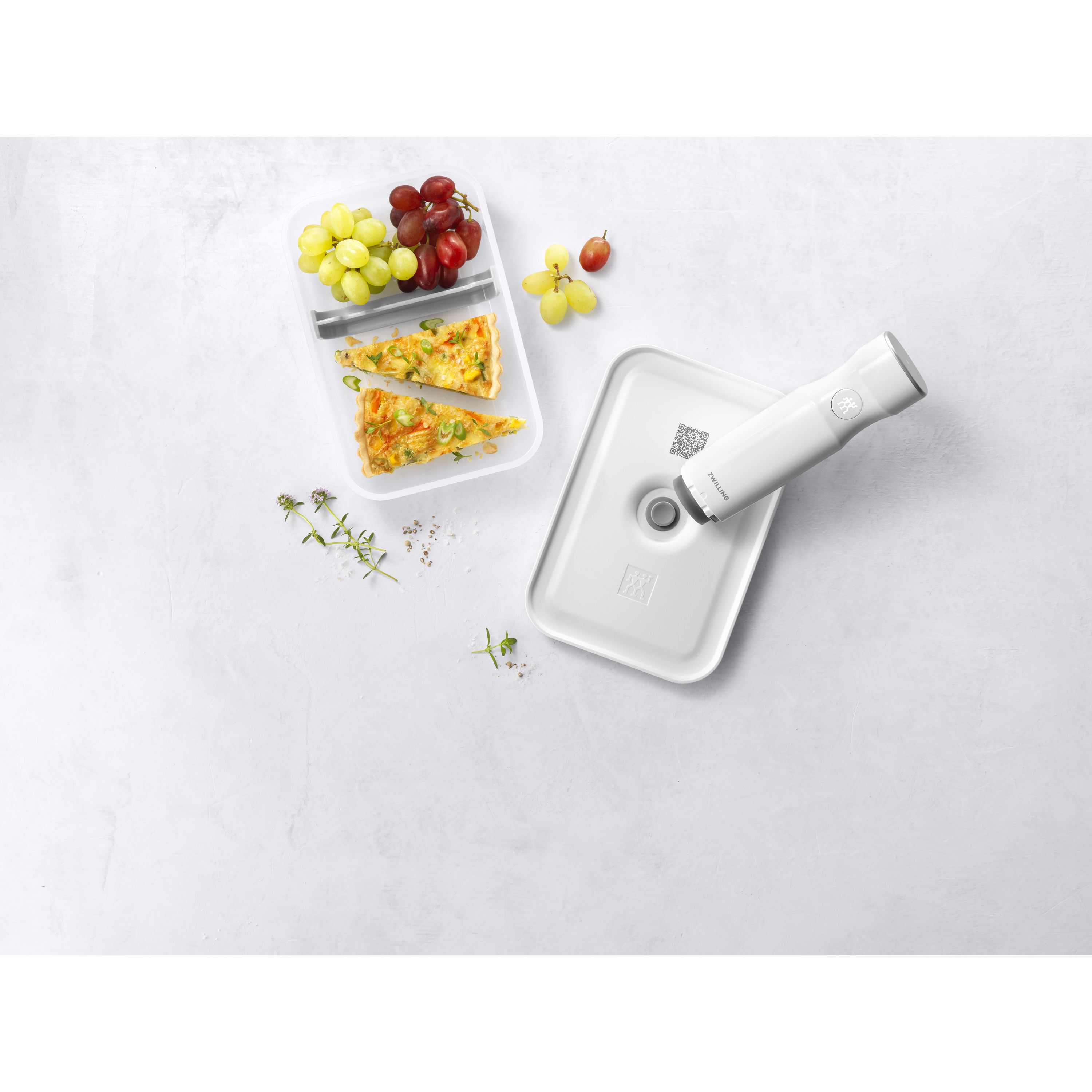 Vakuum Lunchbox L flach, Kunststoff, Semitransparent-Grau