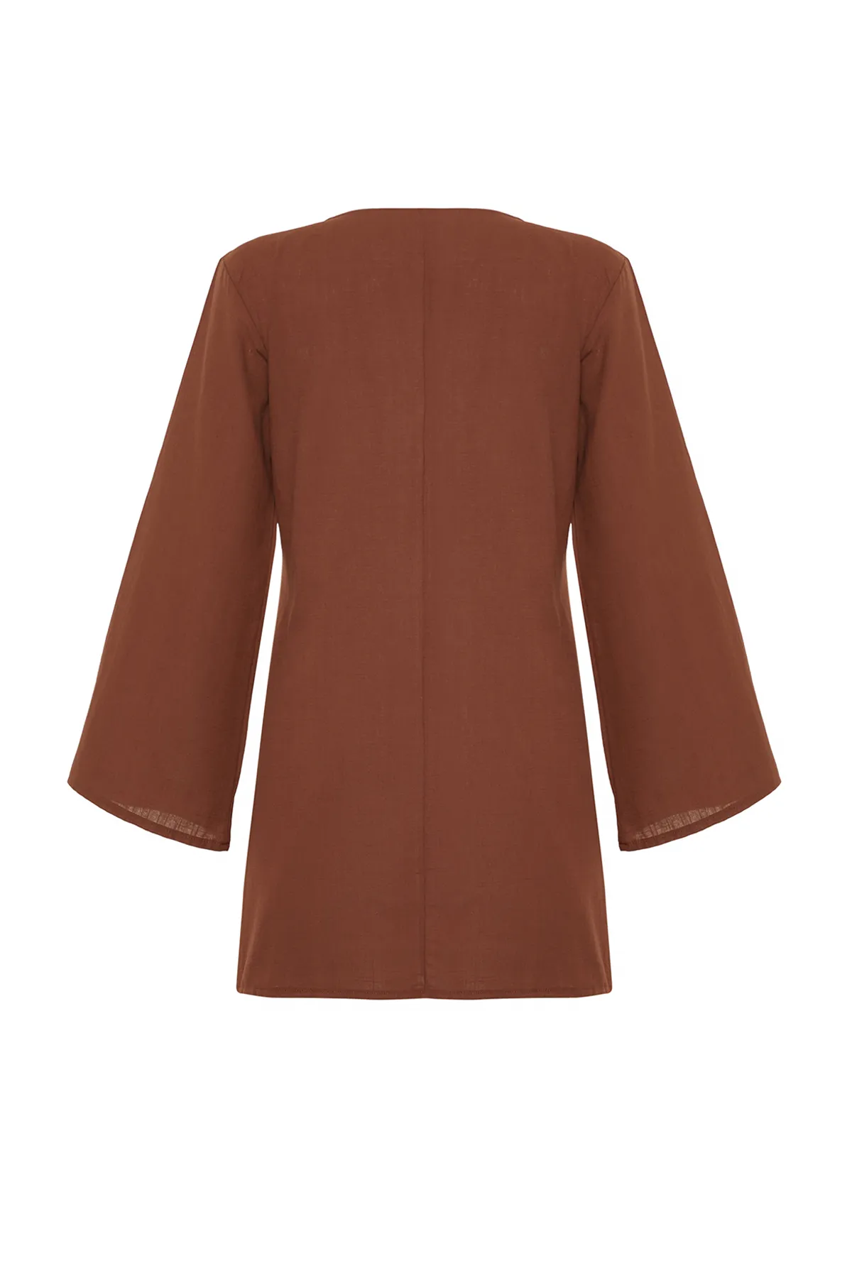 Trendyol Collection  Braunes Mini-Strandkleid aus gewebtem Accessoire, 100 % Baumwolle, TBESS24EL00020