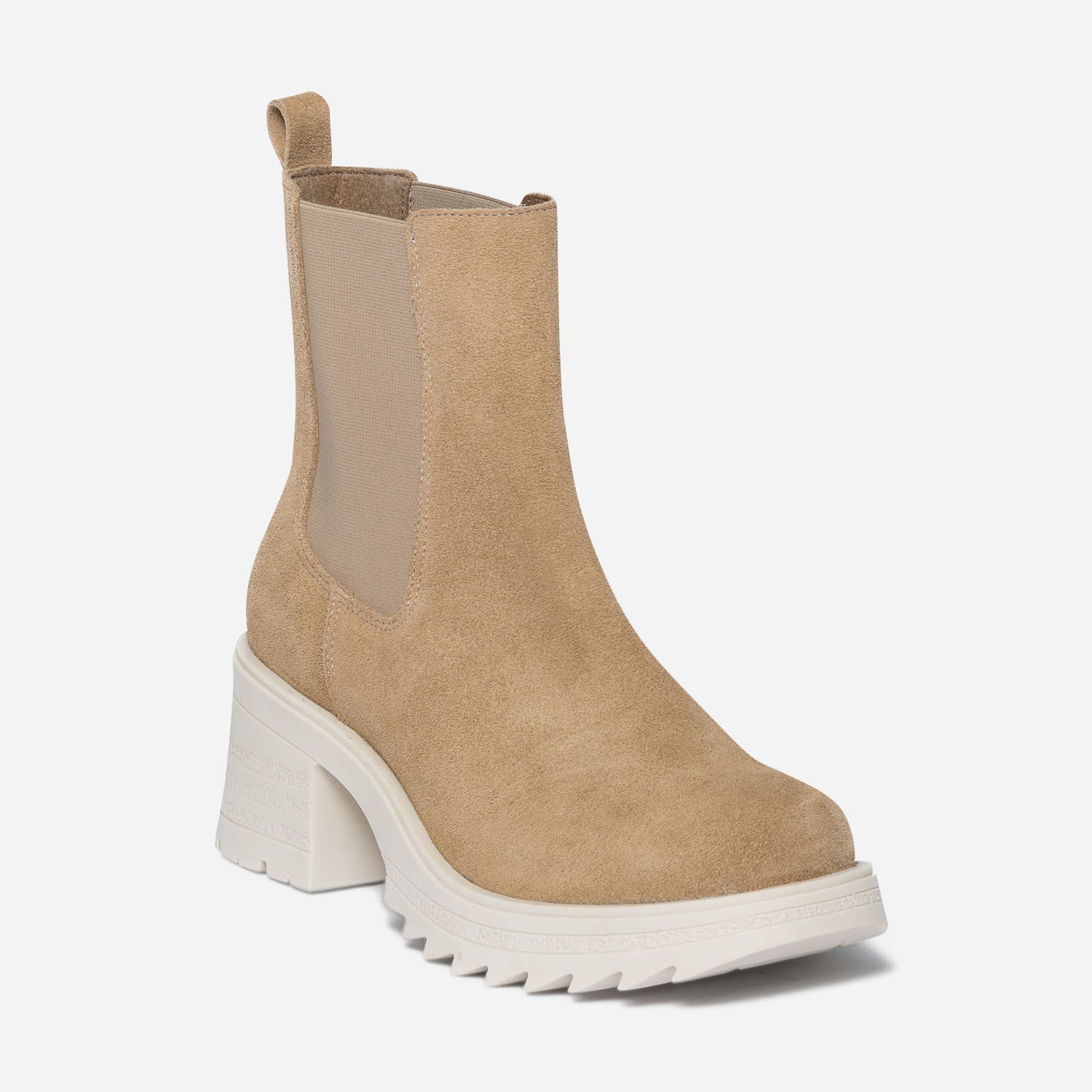 Chelsea boots TEXTO beige cuir velours