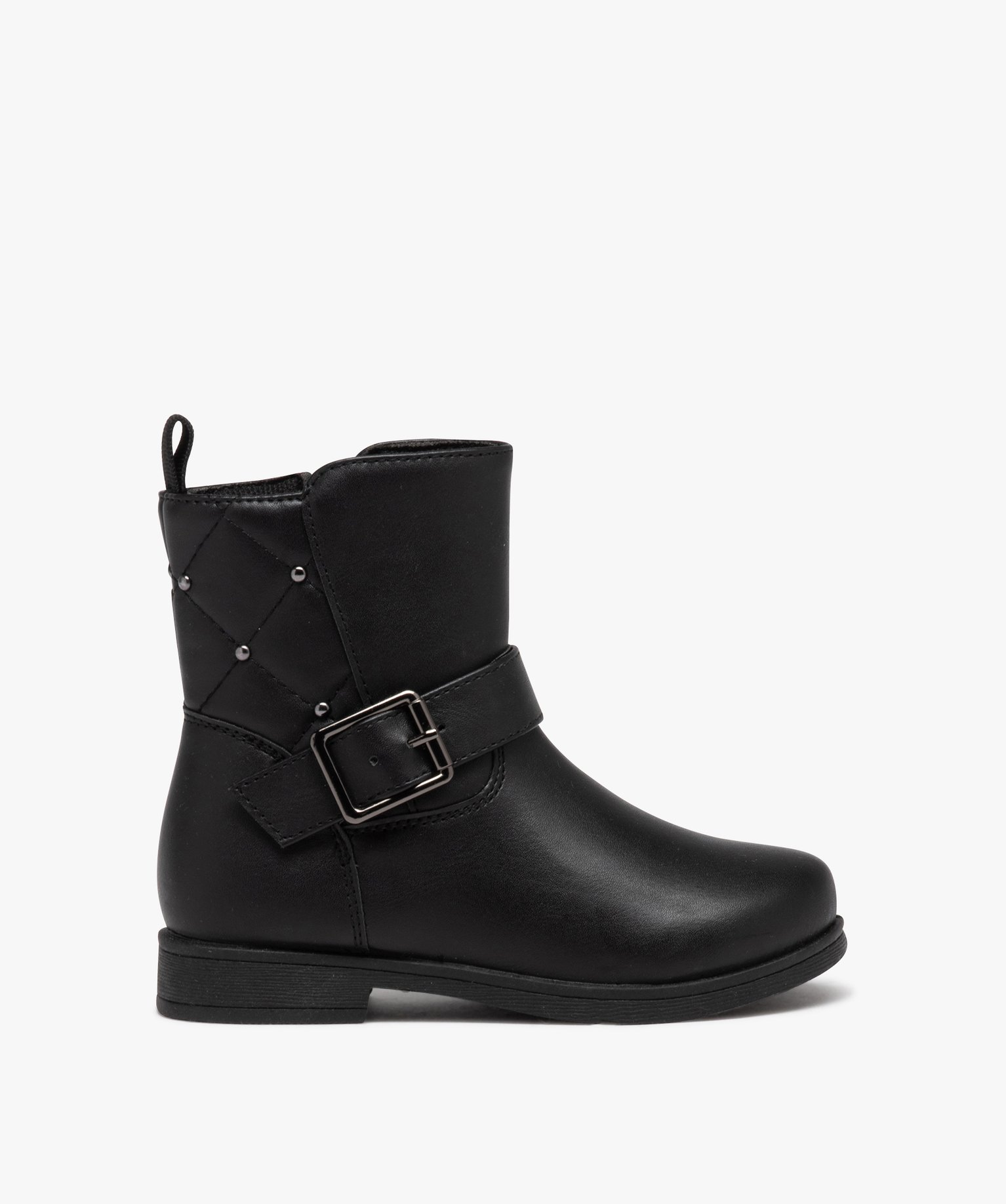 Boots à tige matelassée et rivetée fille noir | GEMO