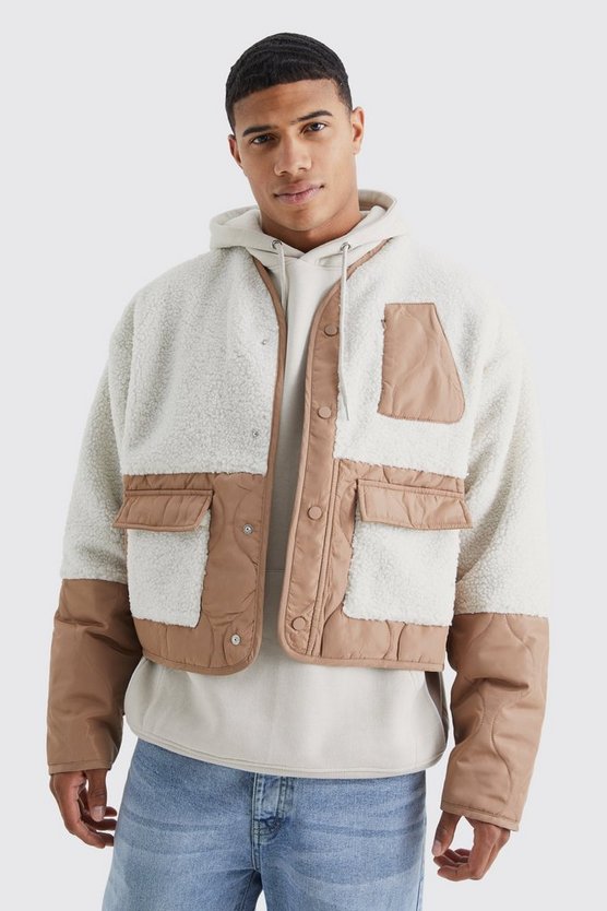 Kragenlose gesteppte Nylon-Bomberjacke