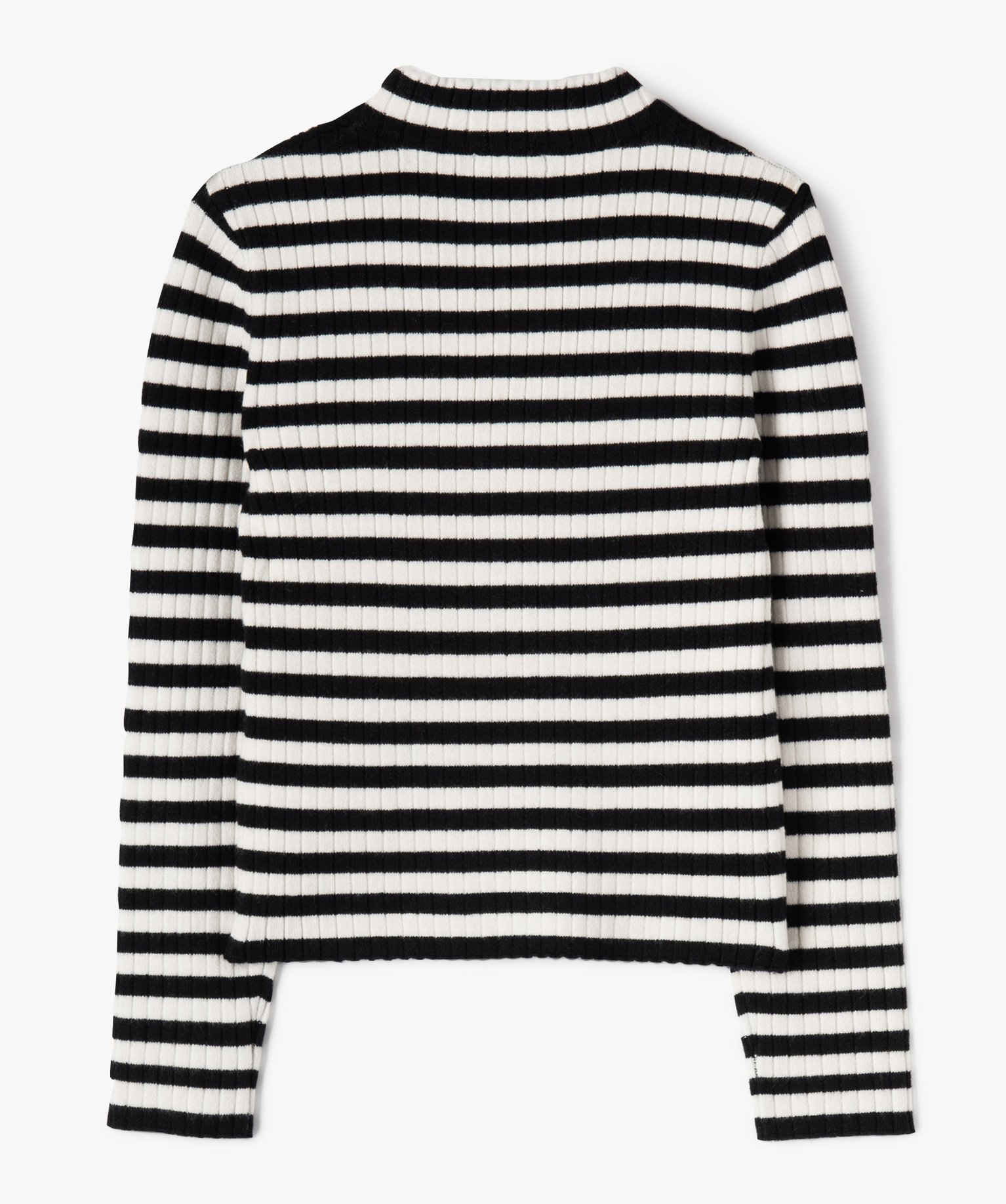 Pull rayé en maille ctelée fille noir | GEMO