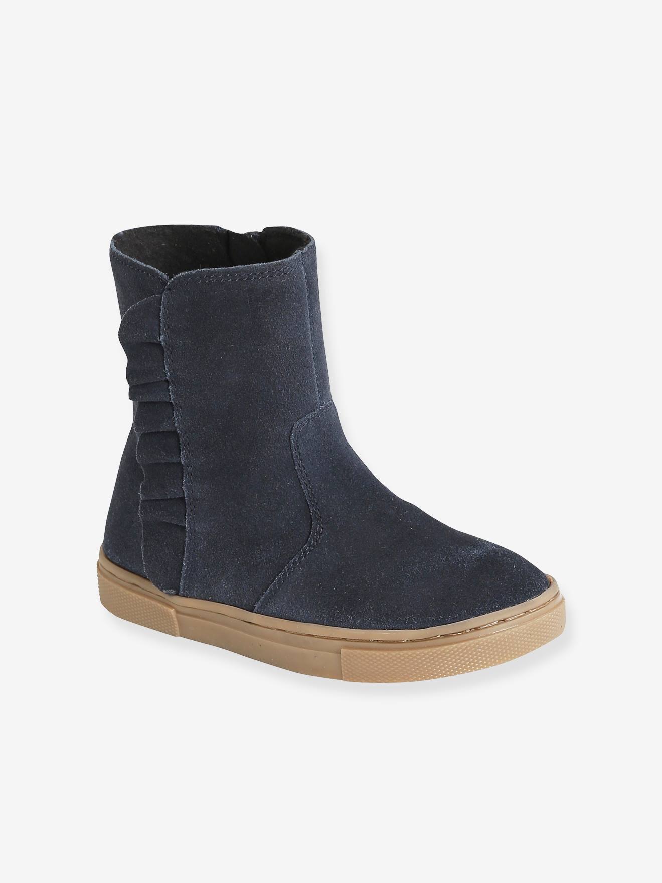 Bottes cuir fille collection maternelle bleu marine