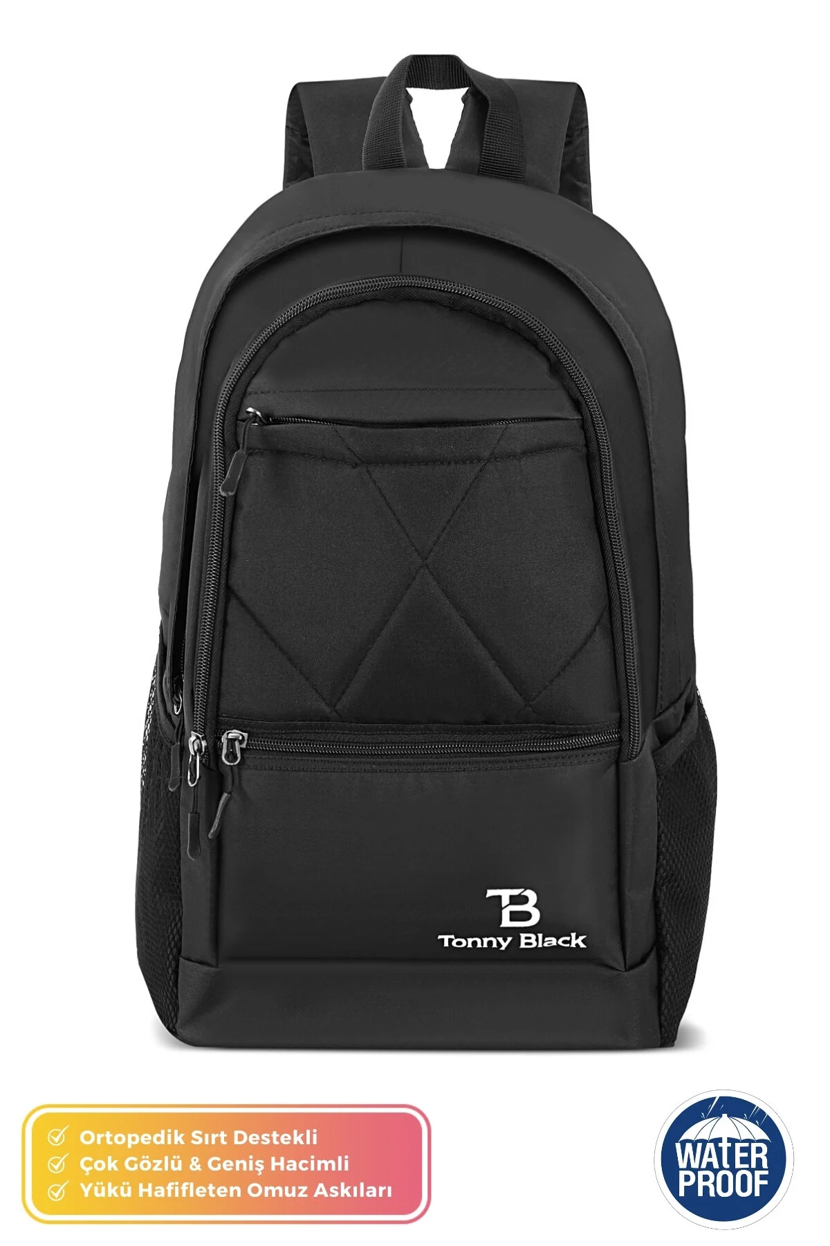 Tonny Black  Original 15,6" Unisex Orthopädischer Rücken gestützter Rucksack mit Laptopfach für Notebook-Computer