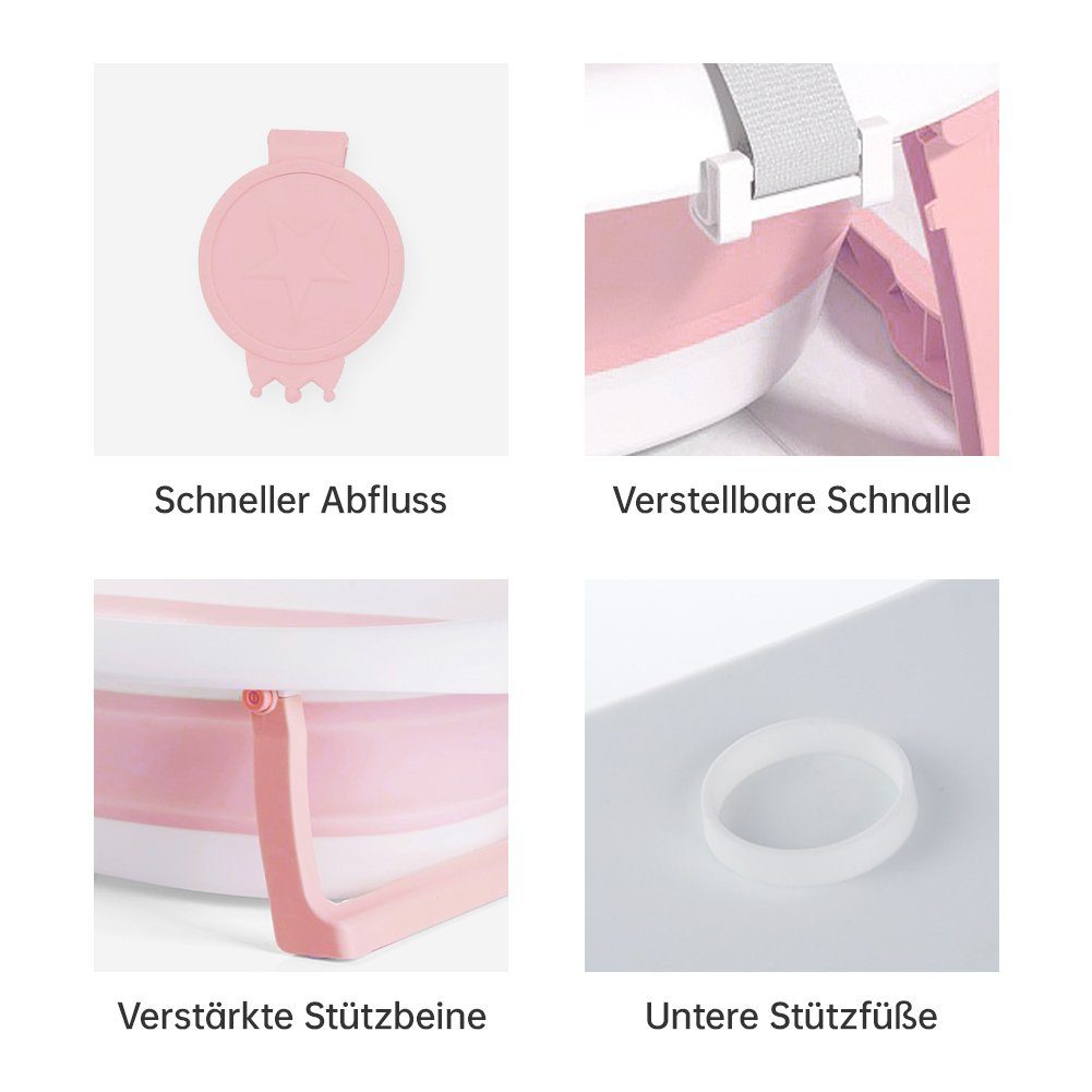 DAKYAM Babybadewanne Badewanne Babywanne faltbar mit verstellbarem Kissen–Matratze