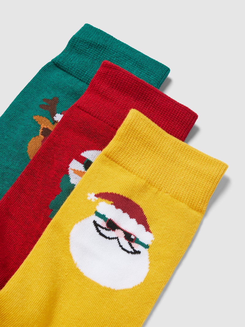Socken im 3er-Pack in Geschenkbox Modell 'COOL XMAS' in rot