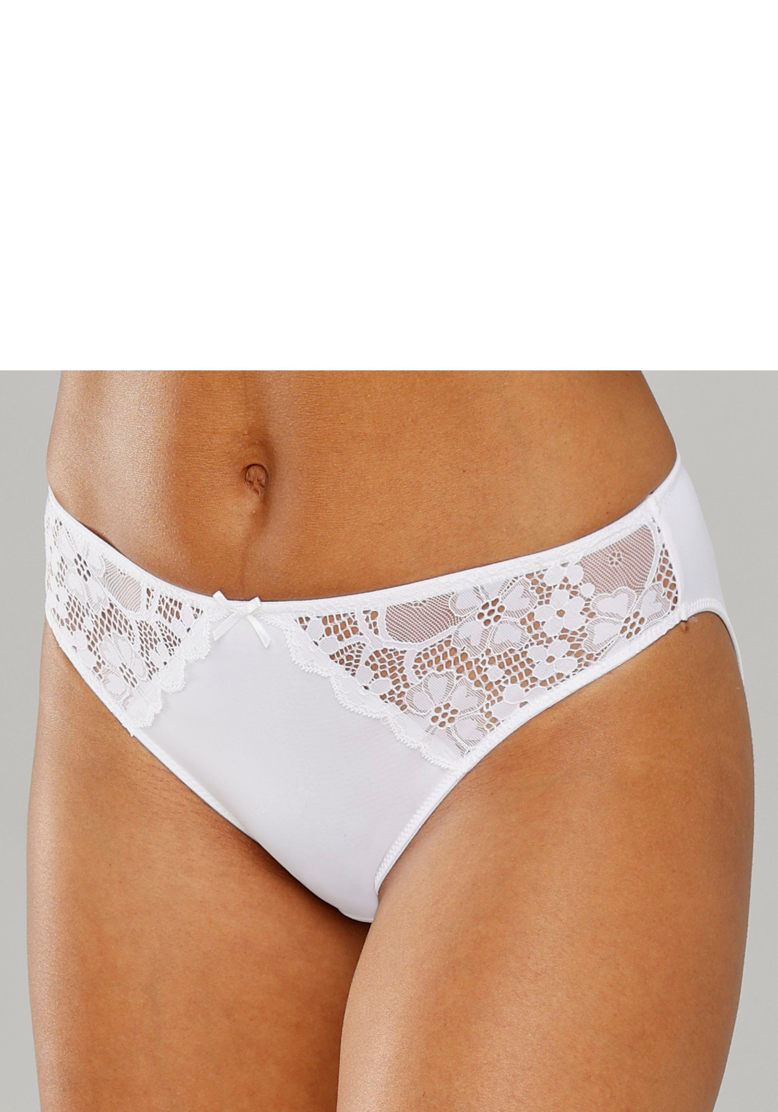 petite fleur Slip (3-St) mit leicht transparenter Jacquardspitze an den Seiten