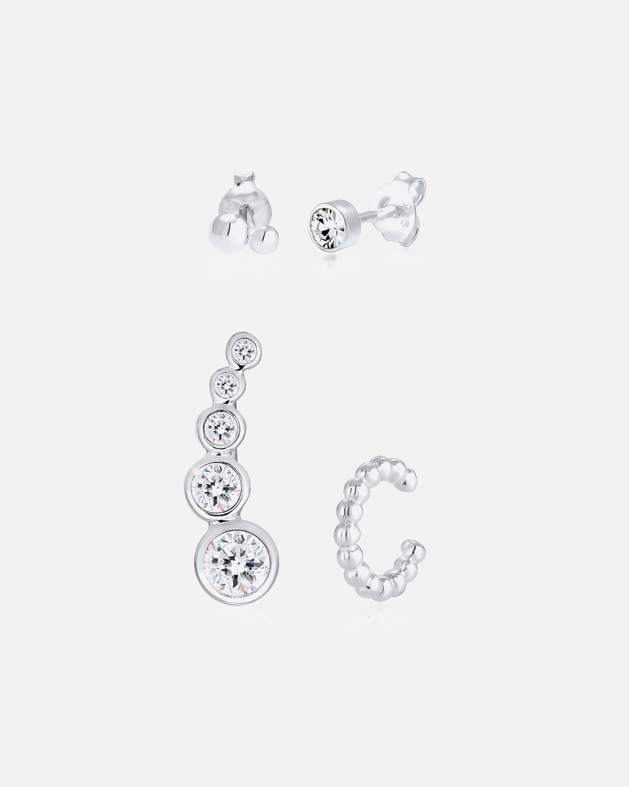 Cercei Elli Earcuff tip ureche cățărătoare cu cristale - Argint (925/1000)
