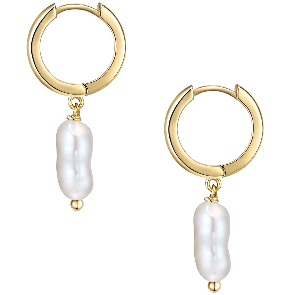 Glanzstücke München Créoles en argent Argent sterling Perle de culture d'eau douce en Or jaune Boucles d'oreilles