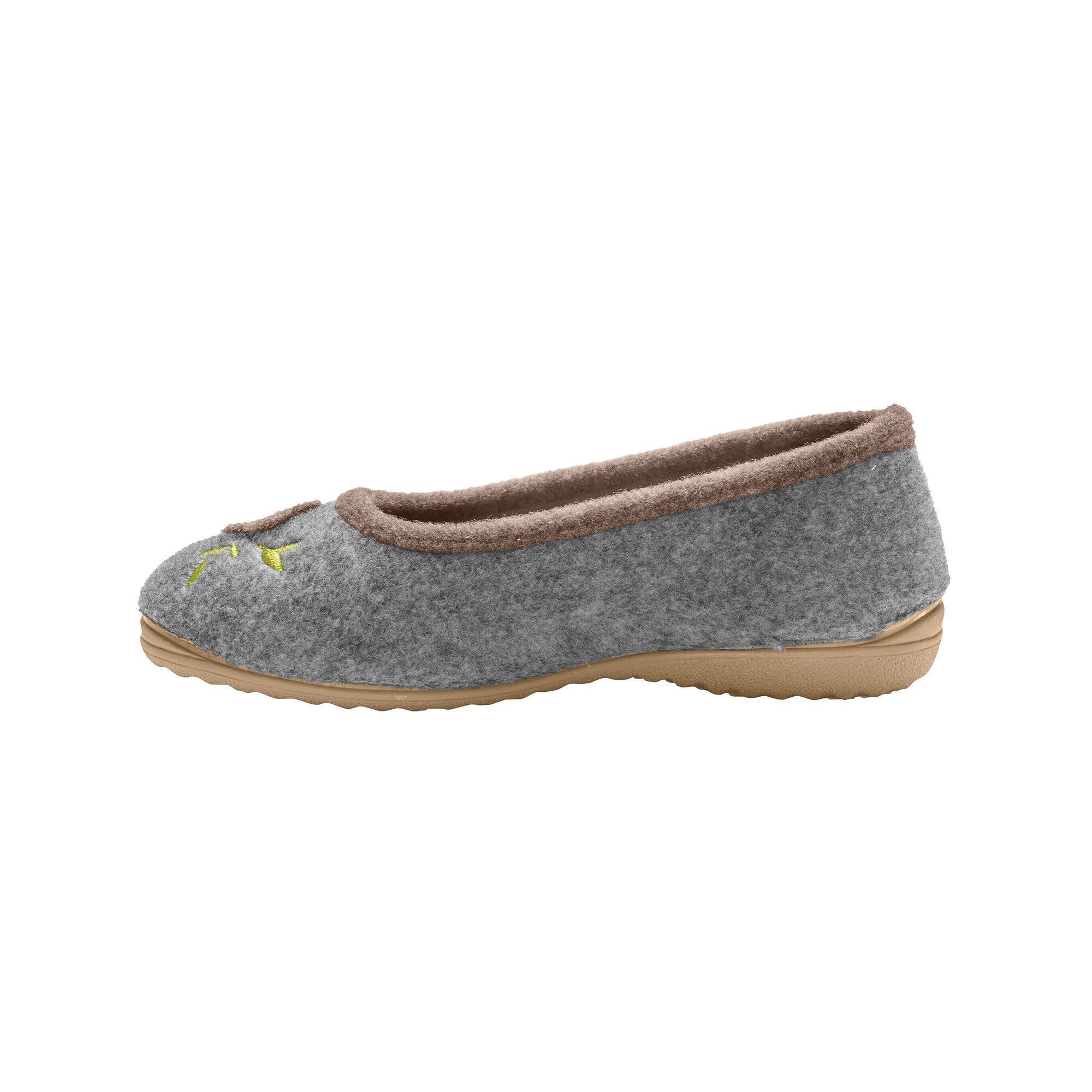 Chaussons ballerines feutrine avec fleur appliquée