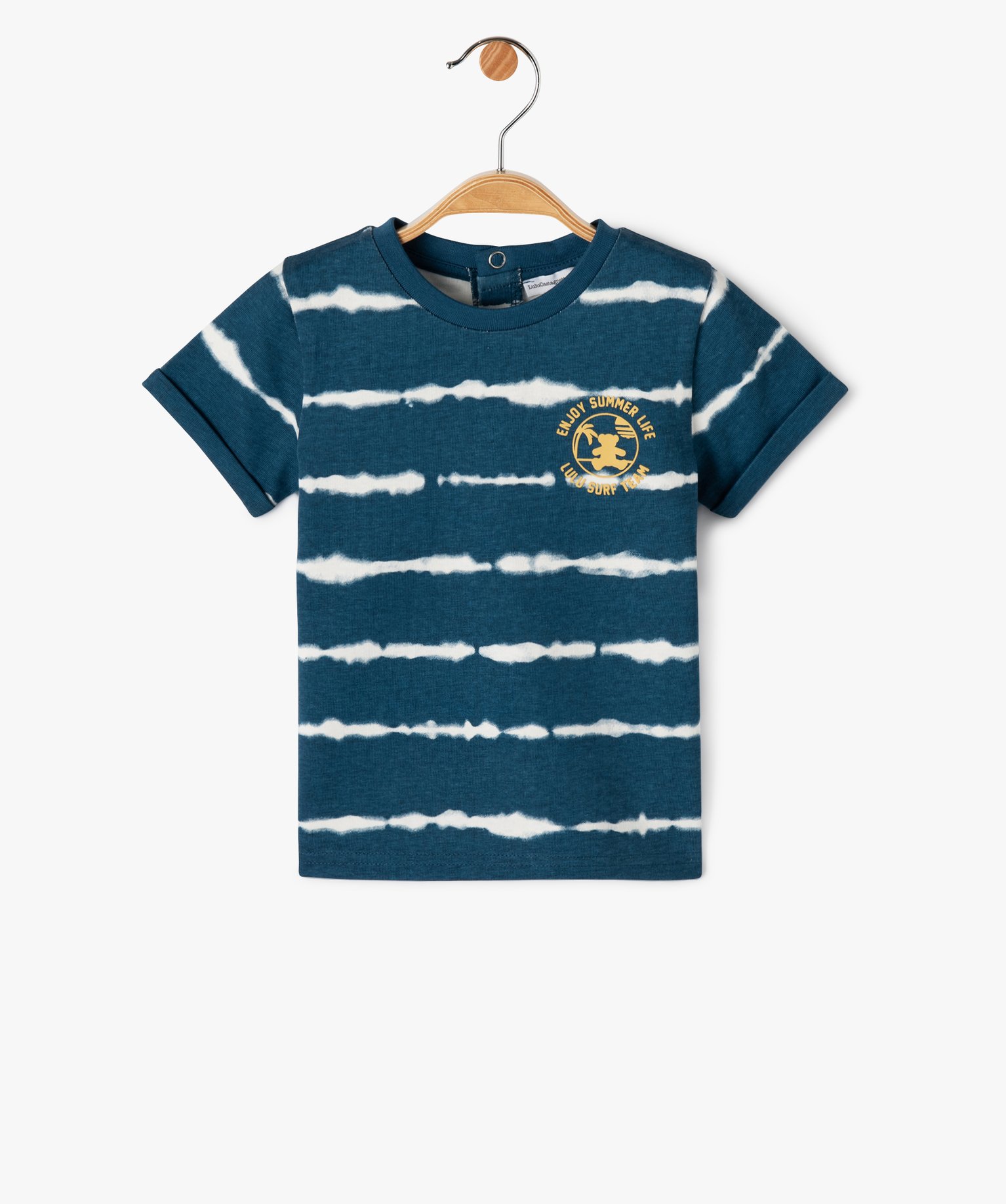 Tee-shirt bébé Garçon rayé avec manches courtes à rever... bleu | GEMO