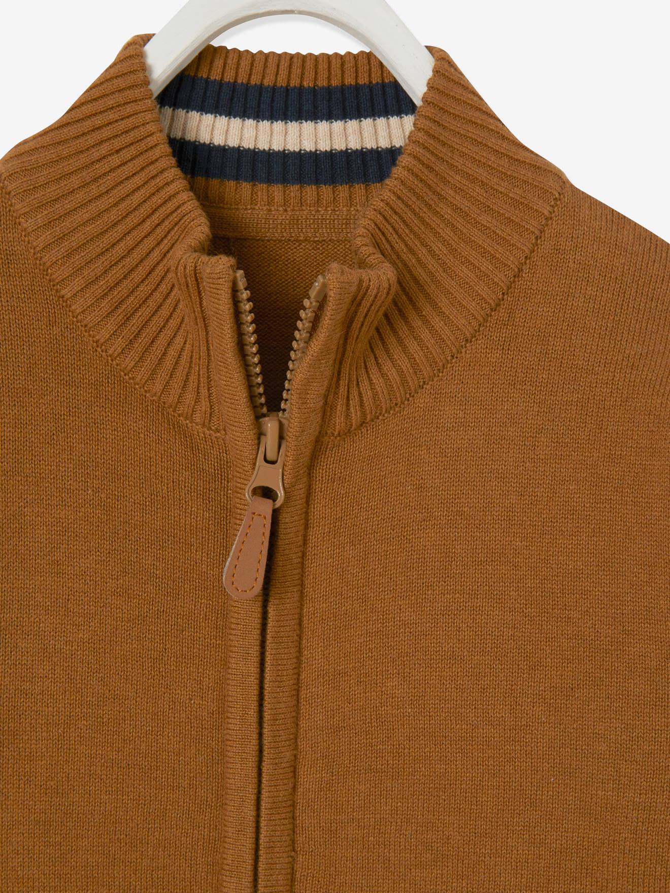 Vertbaudet Jungen Cardigan, Stehkragen, personalisierbar - tanne
