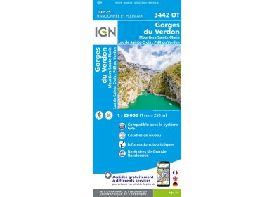 Carte IGN Gorges du Verdon 3442OT