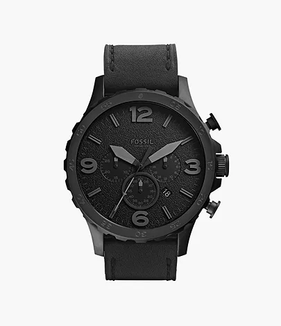 Fossil Herrenuhr Nate Leder Schwarz