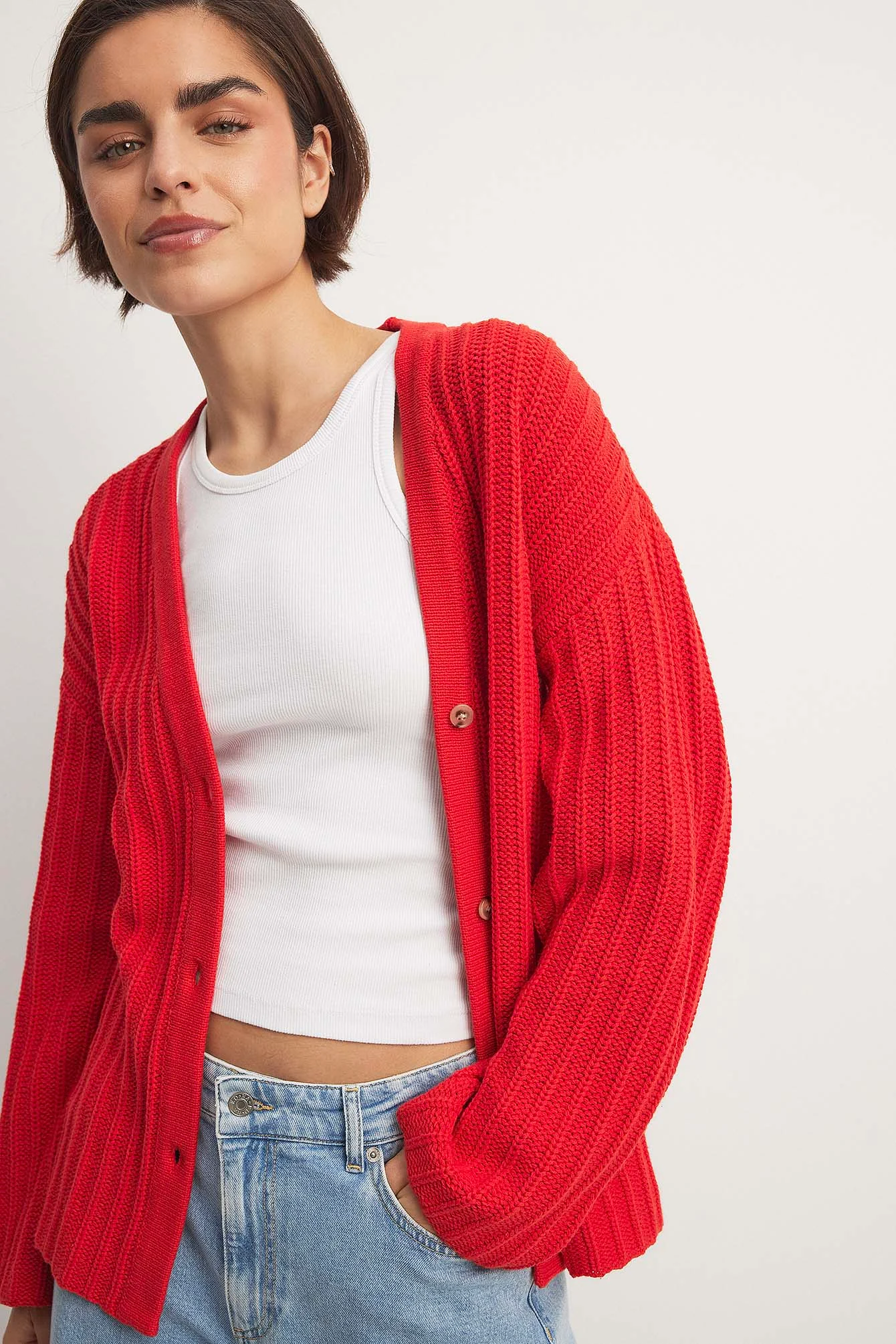 Strickcardigan mit V-Ausschnitt