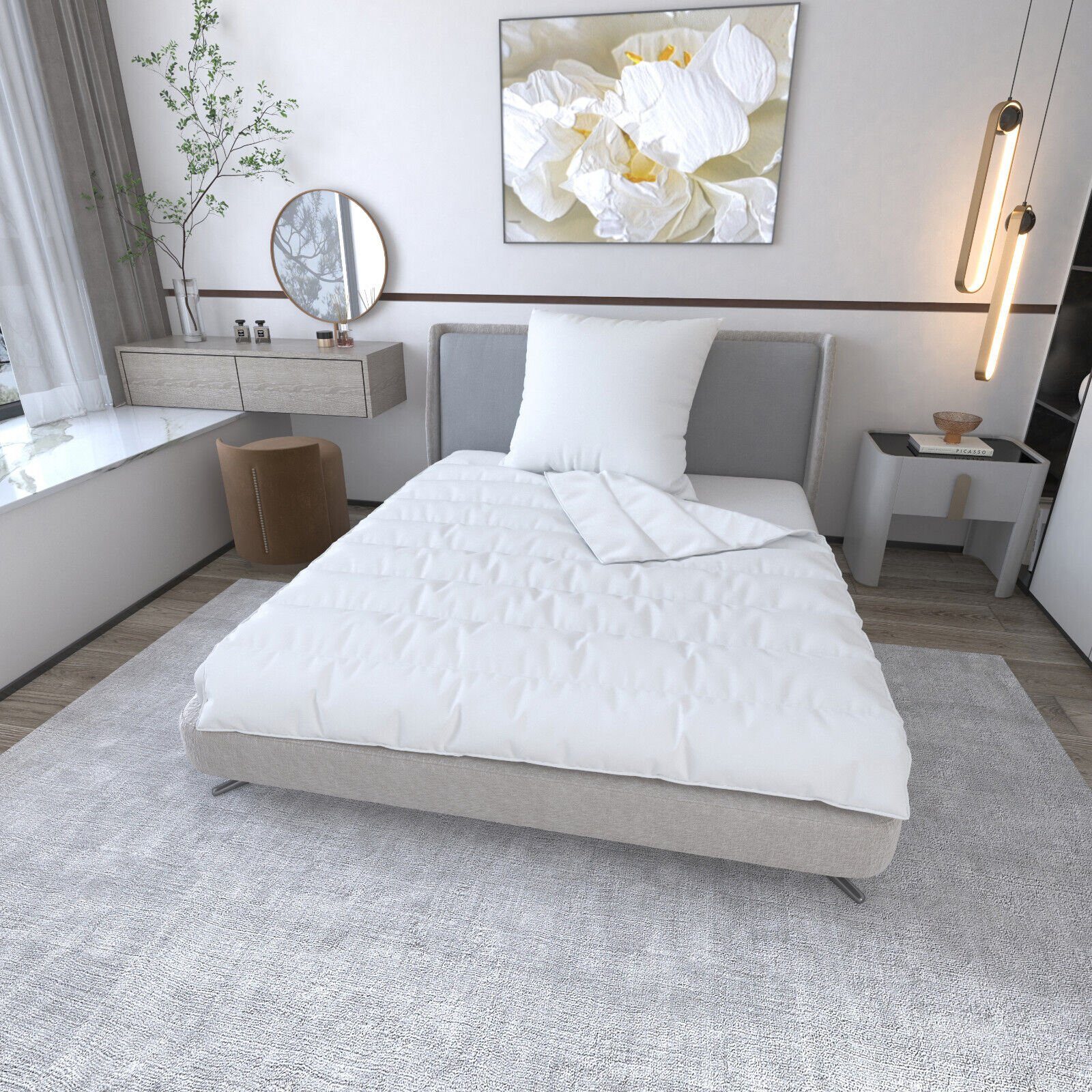 Bettdecke + Kopfkissen, 2-teilig oder 4-teilig, Ganzjahres Bettenset 135x200/80x80cm, Jekatex, Füllung: Stepptbett: 100% Polyester Kopfkissen: 100% Polyester, Schlafkomfort fürs ganze Jahr!