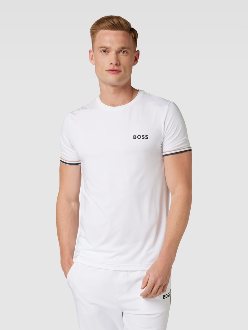 T-Shirt mit Label-Print in weiß