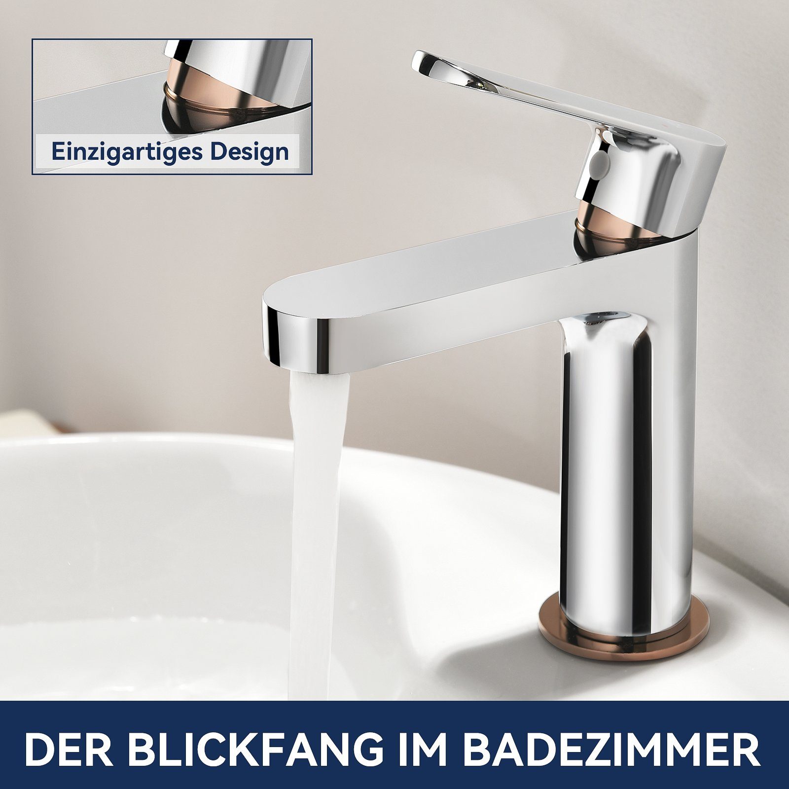 Auralum Waschtischarmatur Waschbecken Wasserhahn Bad Waschtisch Mischbatterie Badezimmer Badarmatur