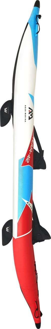PureHaven Aqua Marina Kajak 412x83 cm für 2 Personen mit Luftsitz verstellbarer Lehne Transporttasche Reparaturset und Handpumpe strapazierfähig Blau/Weiß/Rot
