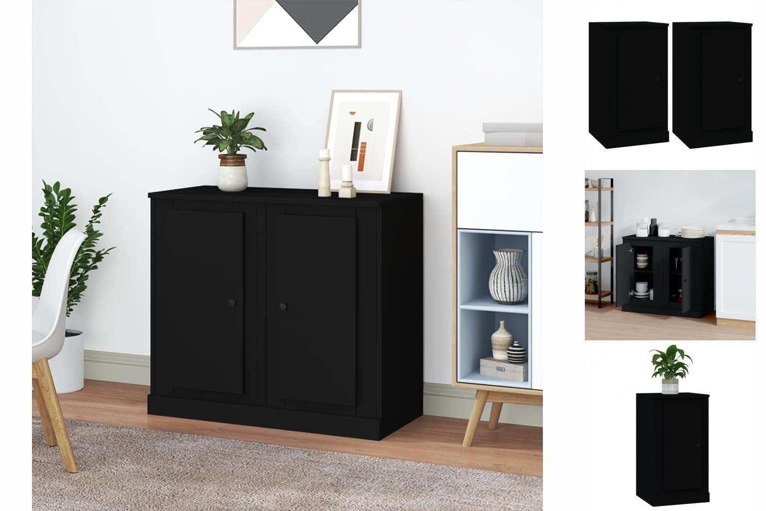 vidaXL Anrichte Sideboards 2 Stk Schwarz 37,5x35,5x67,5 cm Holzwerkstoff Kommode