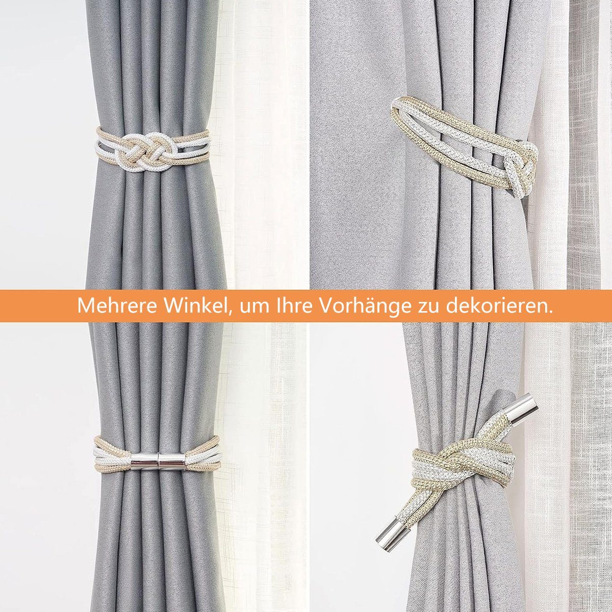 Raffhalter Starke Magnetische Raffhalter für Vorhänge,Handgewebtes Seil,für Büro, Jormftte