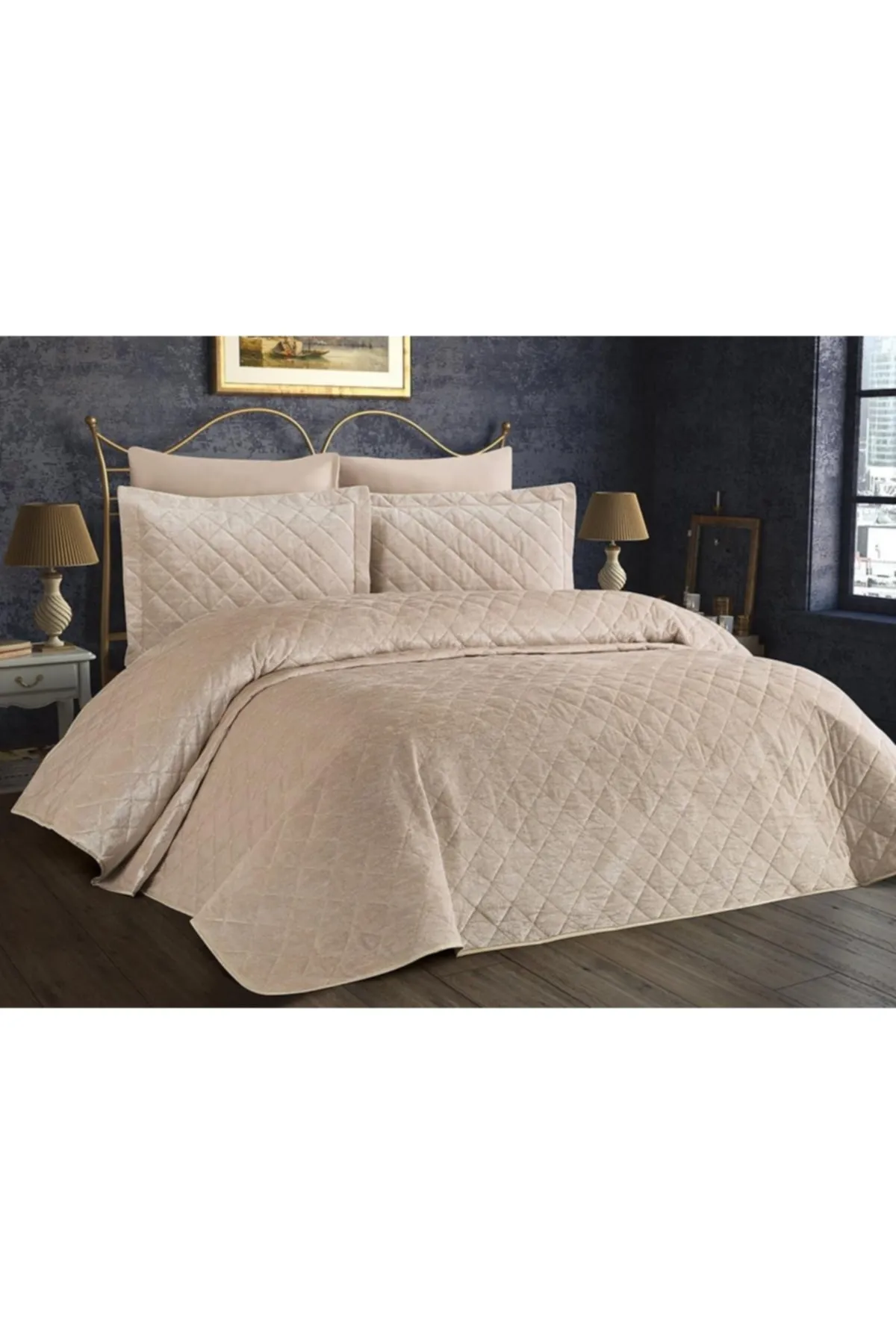 Çeyiz Diyarı  Dessert-Samt-Doppeltagesdecke in Beige