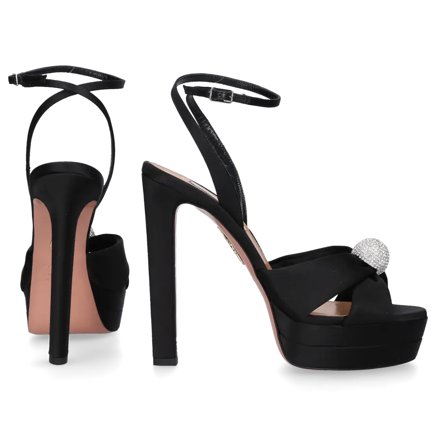 Aquazzura - Sandalen YES DARLING 130 Satin - schwarz