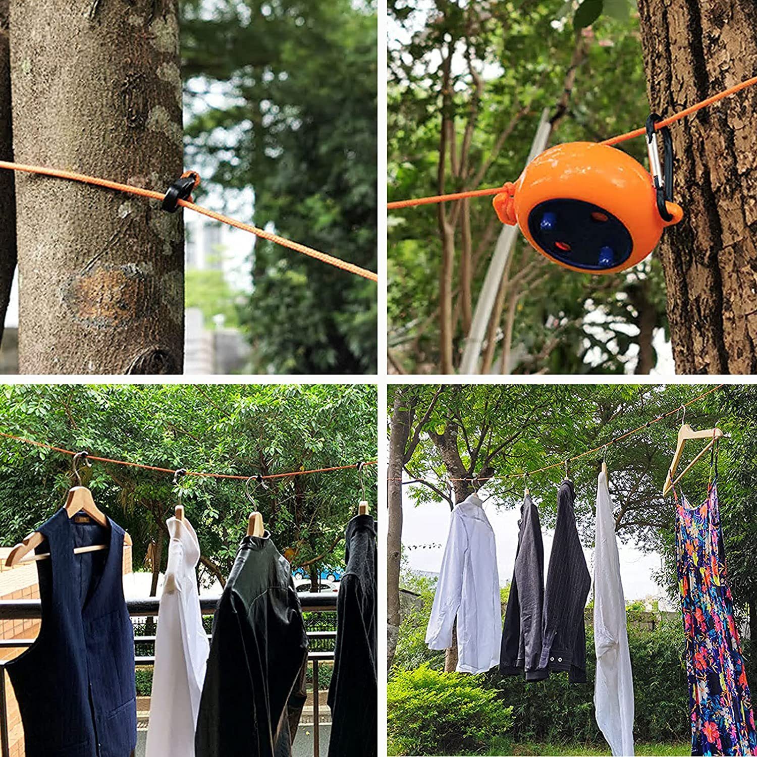 Blusmart Wand-Wäscheleine 8m Wäscheleine Camping Tragbare Wäscheständer, für Badezimmer, Waschküche, Garten oder Reise