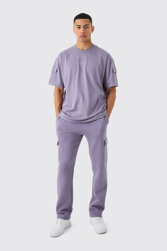 Man Roman Oversize Cargo T-Shirt und Jogginghose