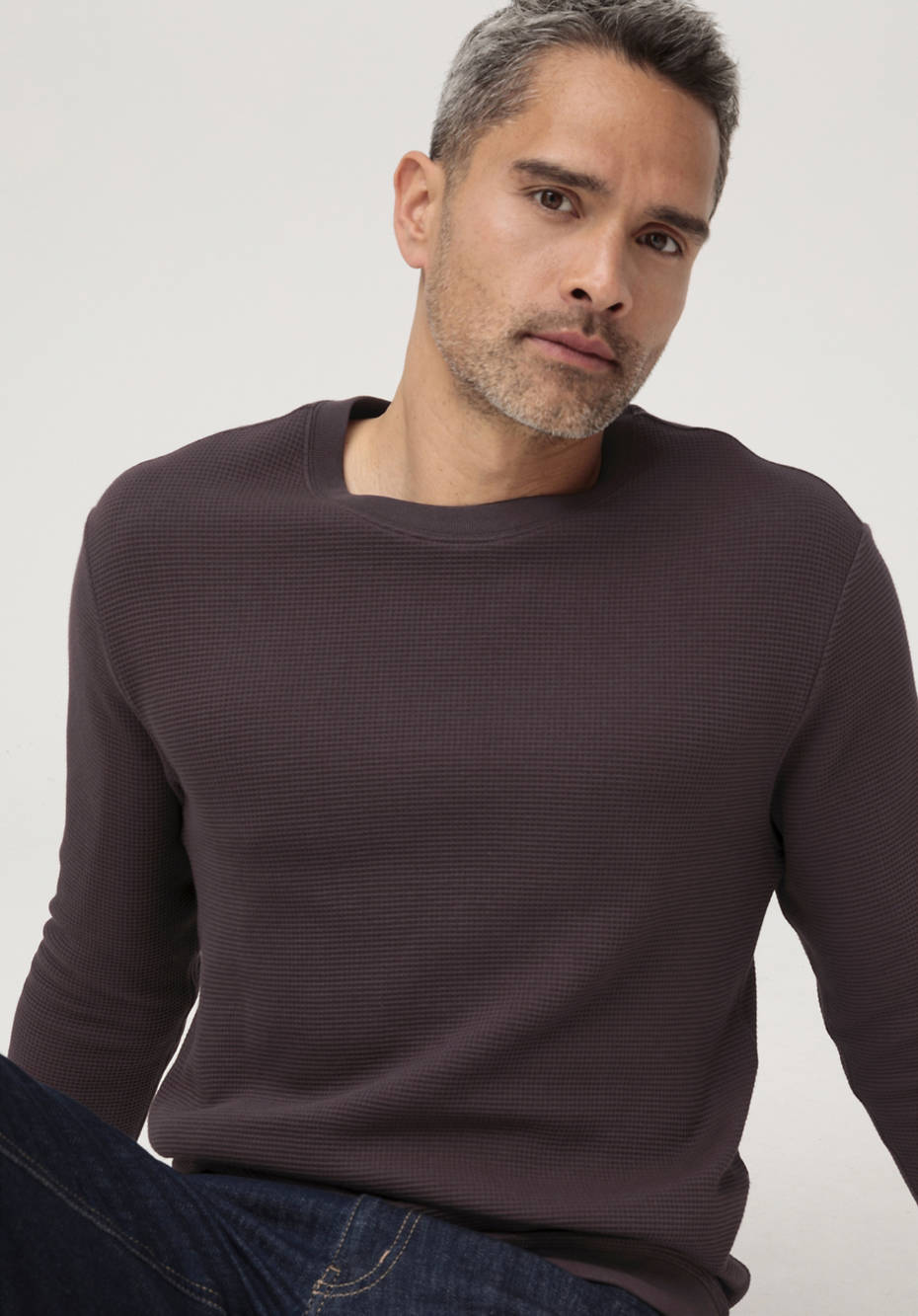 Waffelpiqué-Pullover Regular aus reiner Bio-Baumwolle