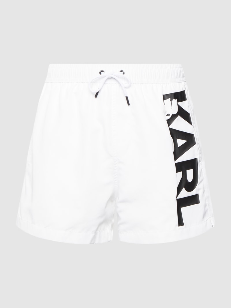 Badehose mit Logo-Print in weiß