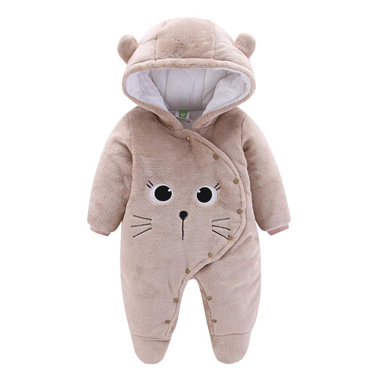 Juoungle Strampler Baby Strampler Schneeanzug mit Kapuze Jungen Mädchen Hut Jumpsuit