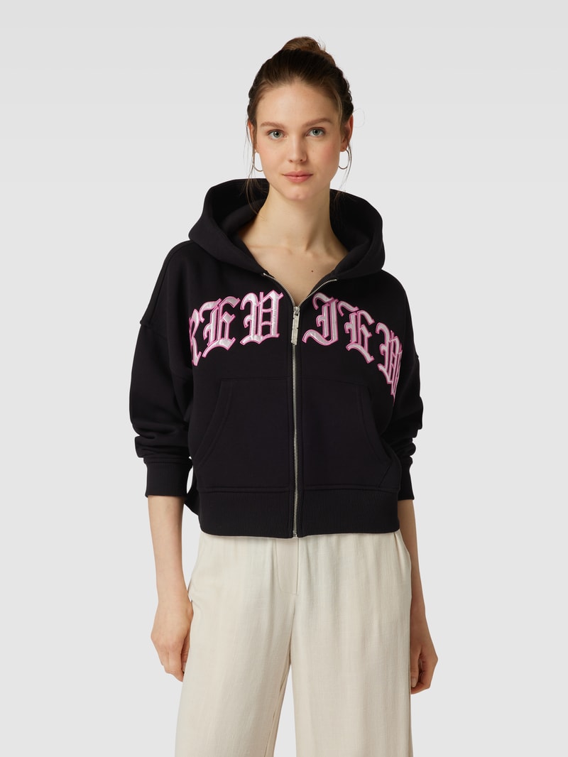 Sweatjacke mit Label-Detail in schwarz