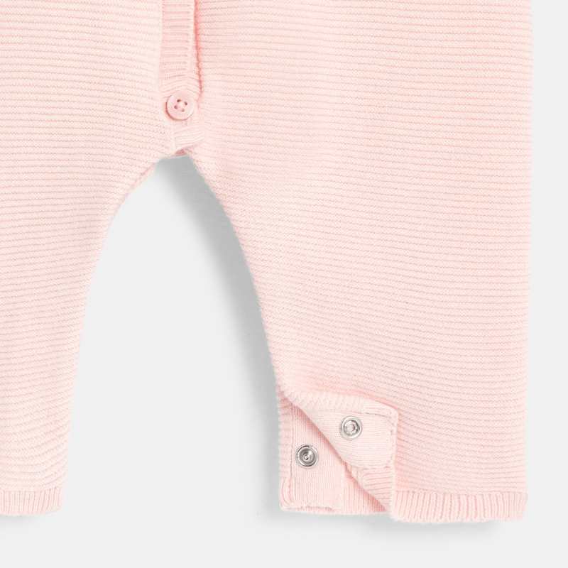 Combinaison maille tricot col à volants rose naissance