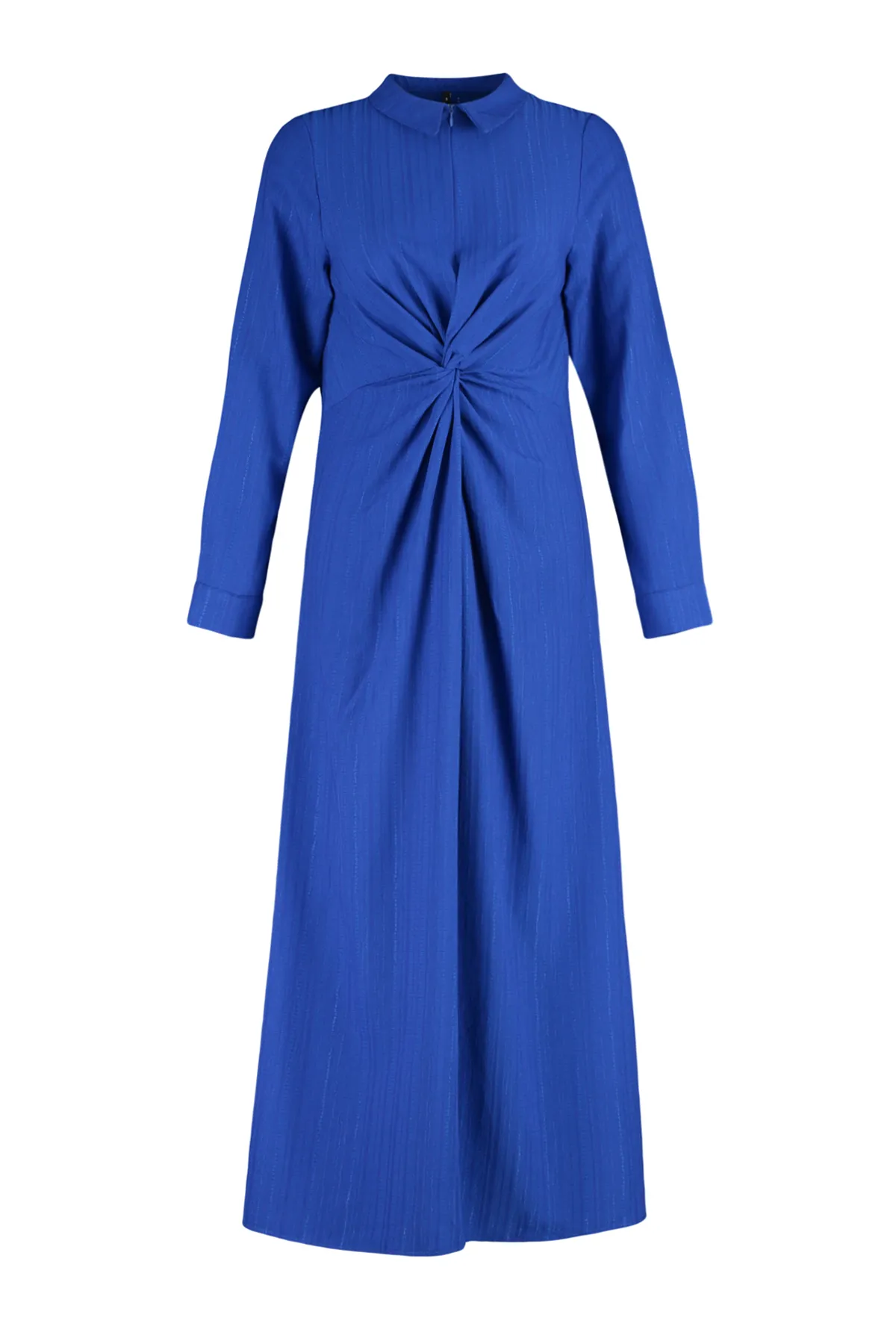 Trendyol Modest  Saks-Webkleid mit Knoten vorne und Reißverschluss, detailliert TCTSS23EB00137