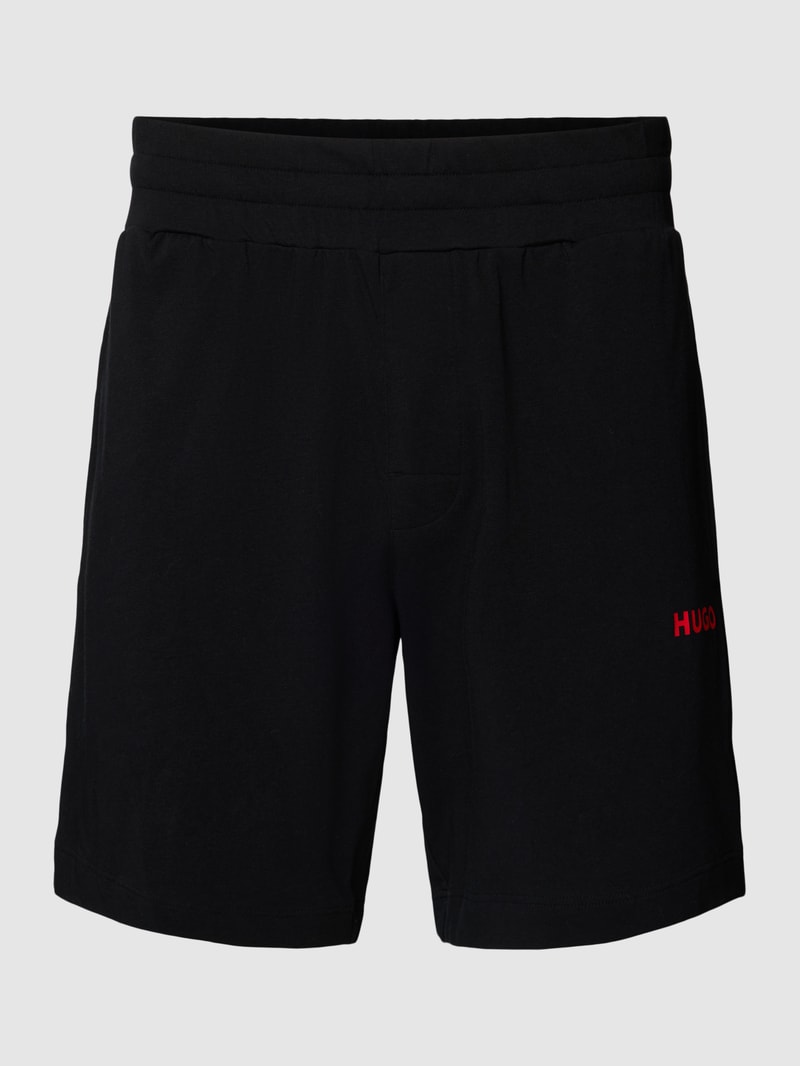 Shorts mit elastischem Bund und Label-Detail in schwarz