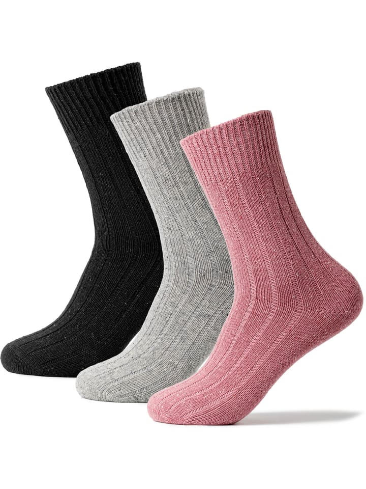 Occulto 3er Pack Warme Wollsocken Leni in Schwarz-Grau-Pink günstig kaufen