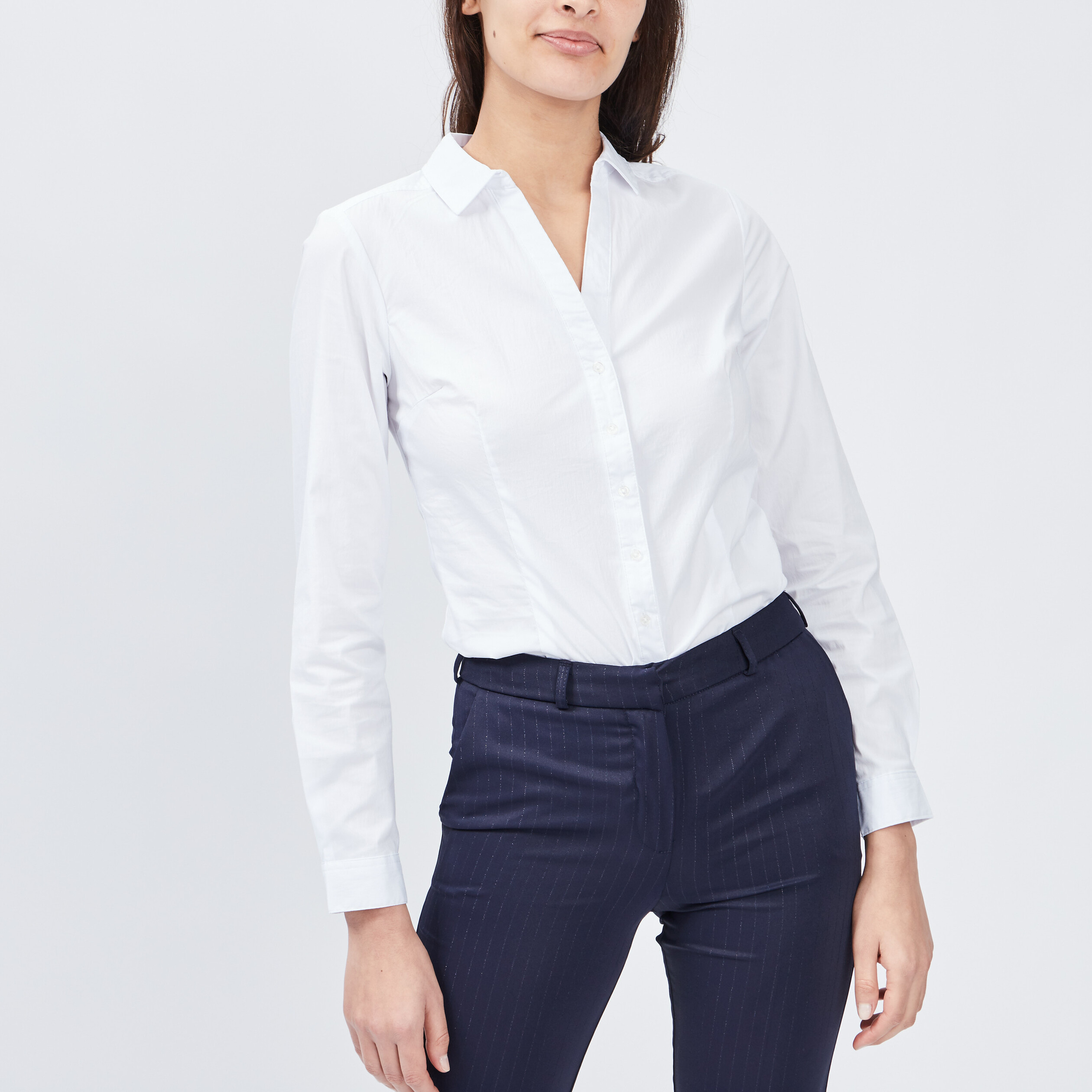 Chemise manches longues blanc femme | La Halle
