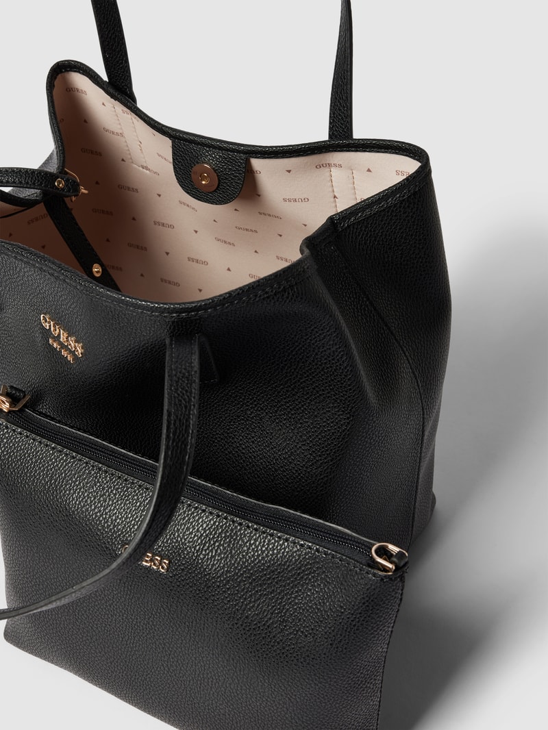 Shopper mit Label-Detail Modell 'VIKKY' in schwarz