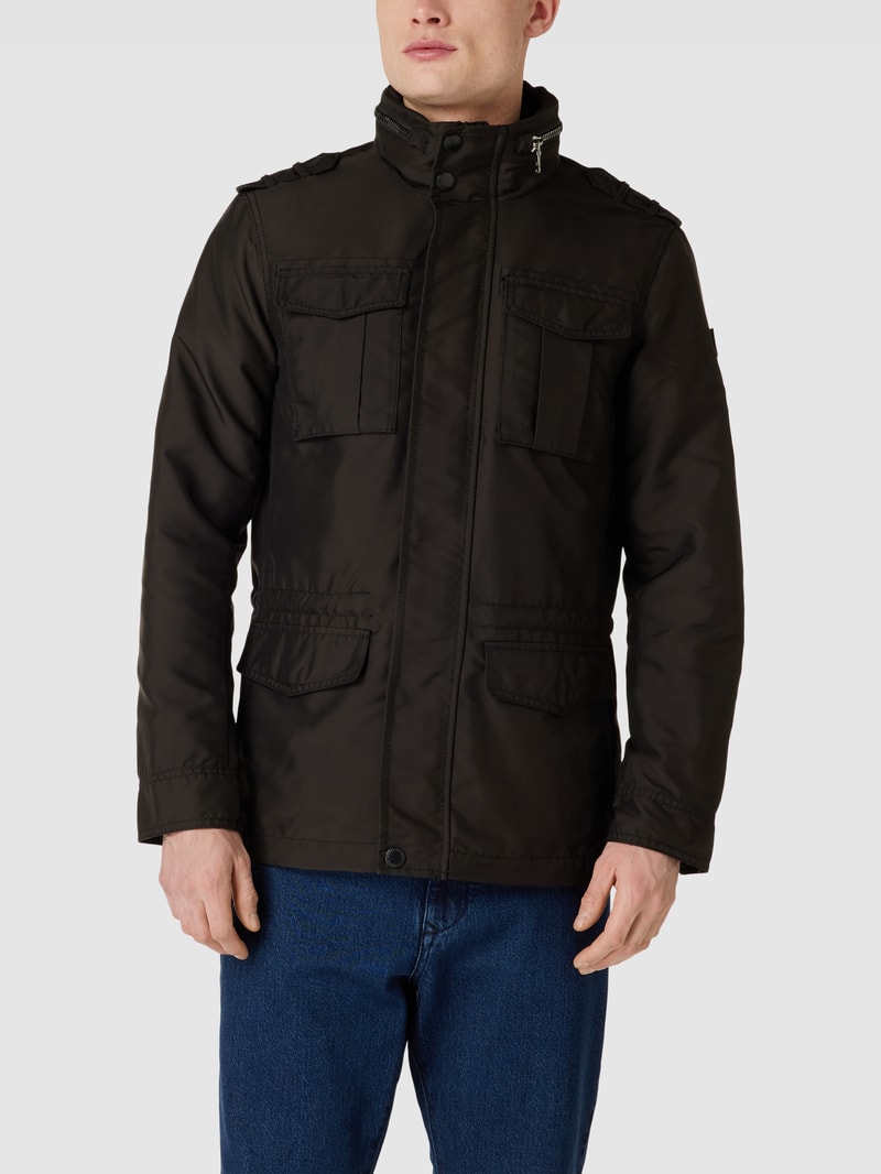Funktionsjacke mit Stehkragen in schwarz
