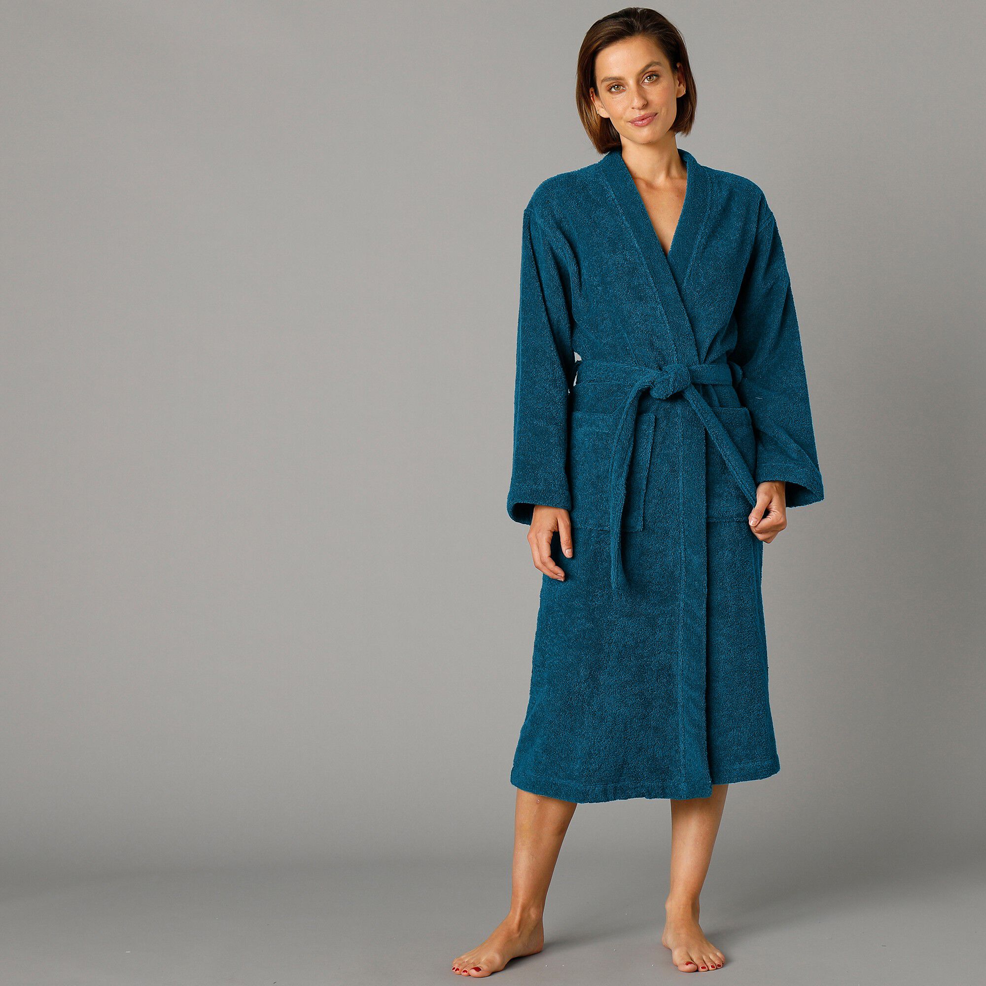 Peignoir mixte adulte col kimono éponge bouclette