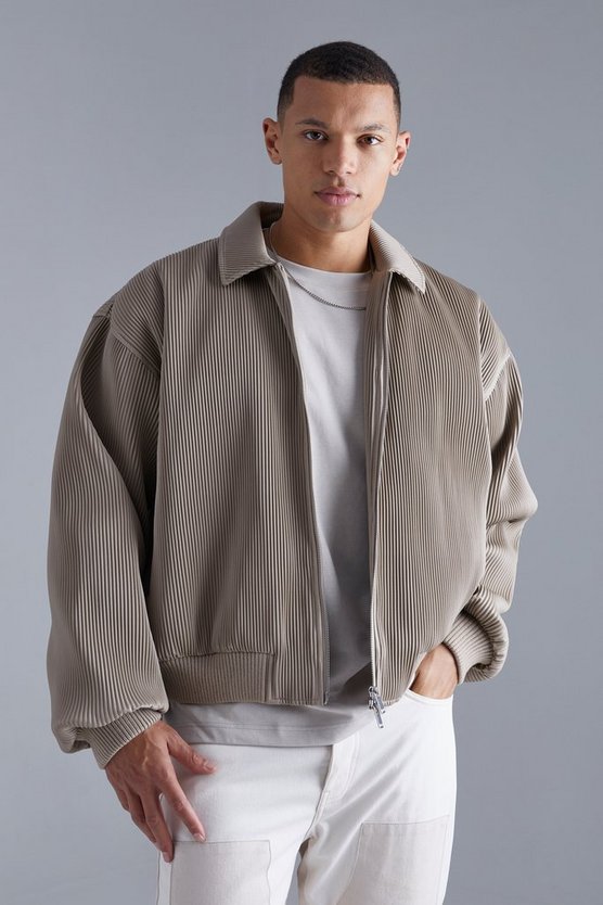 Tall kastige Harrington-Jacke aus Kunstleder