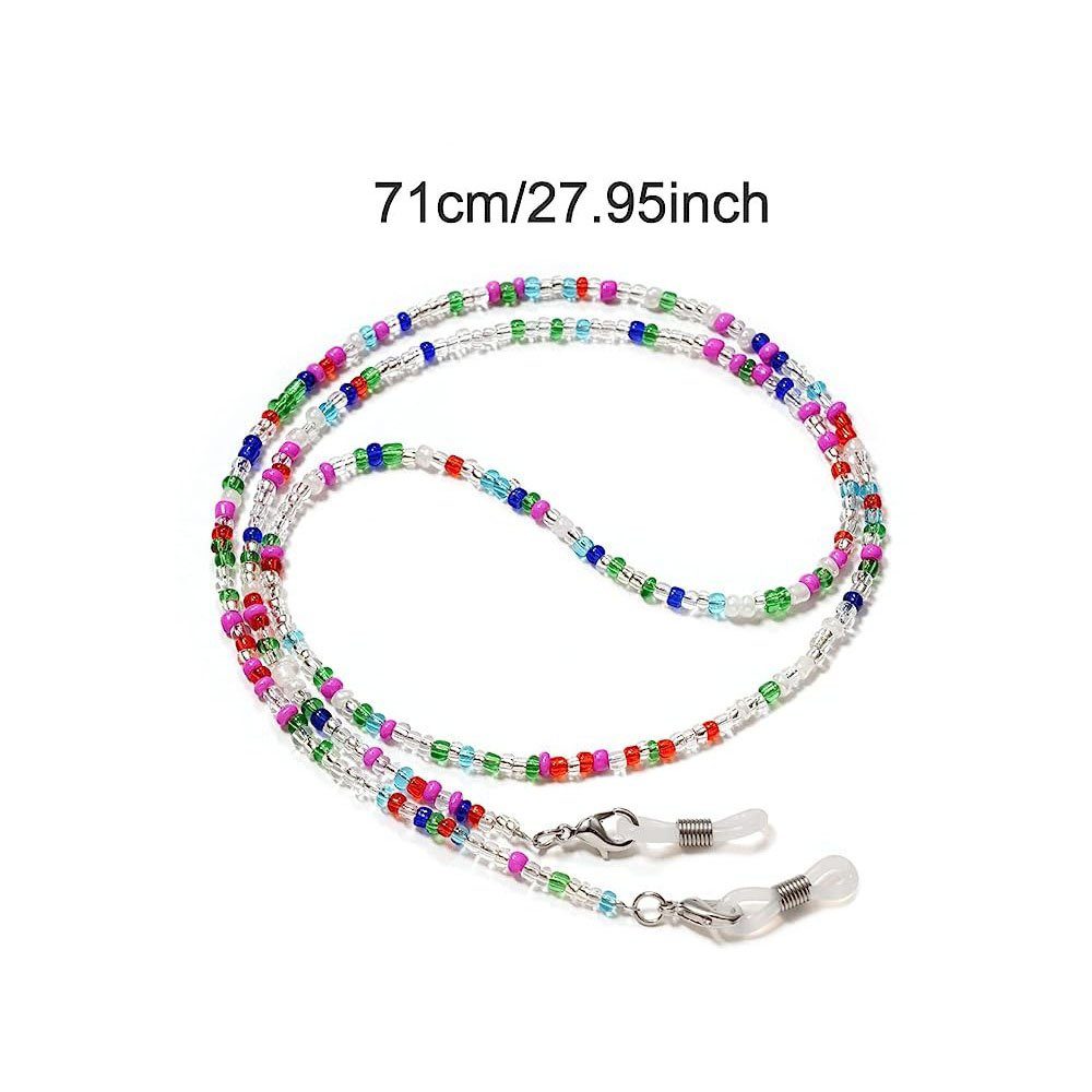 DRSEON Brillenkette 4 Stück Brillenkette, Bunte Perlen Maskenband
