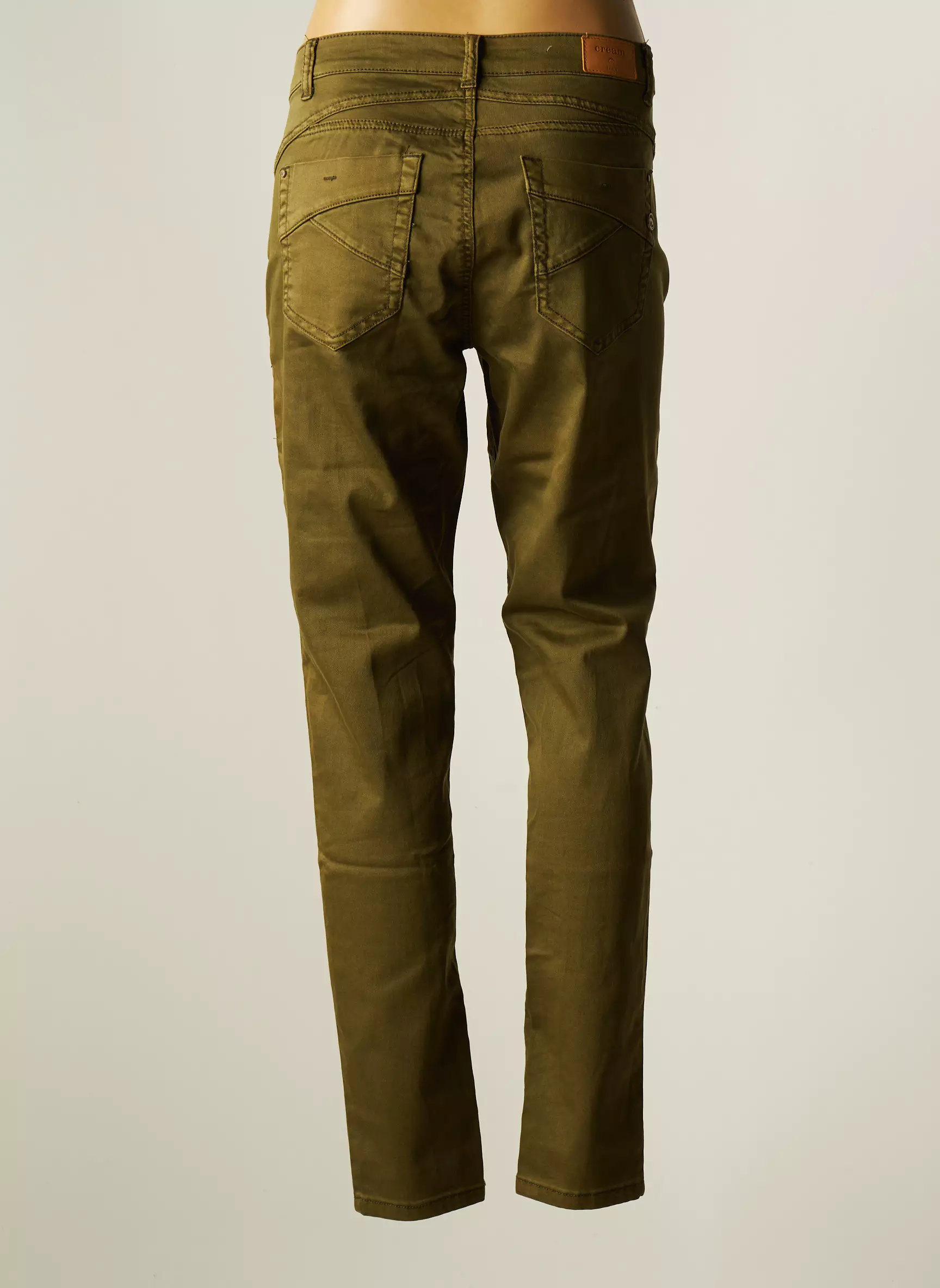 Cream Pantalons Slim Femme couleur vert