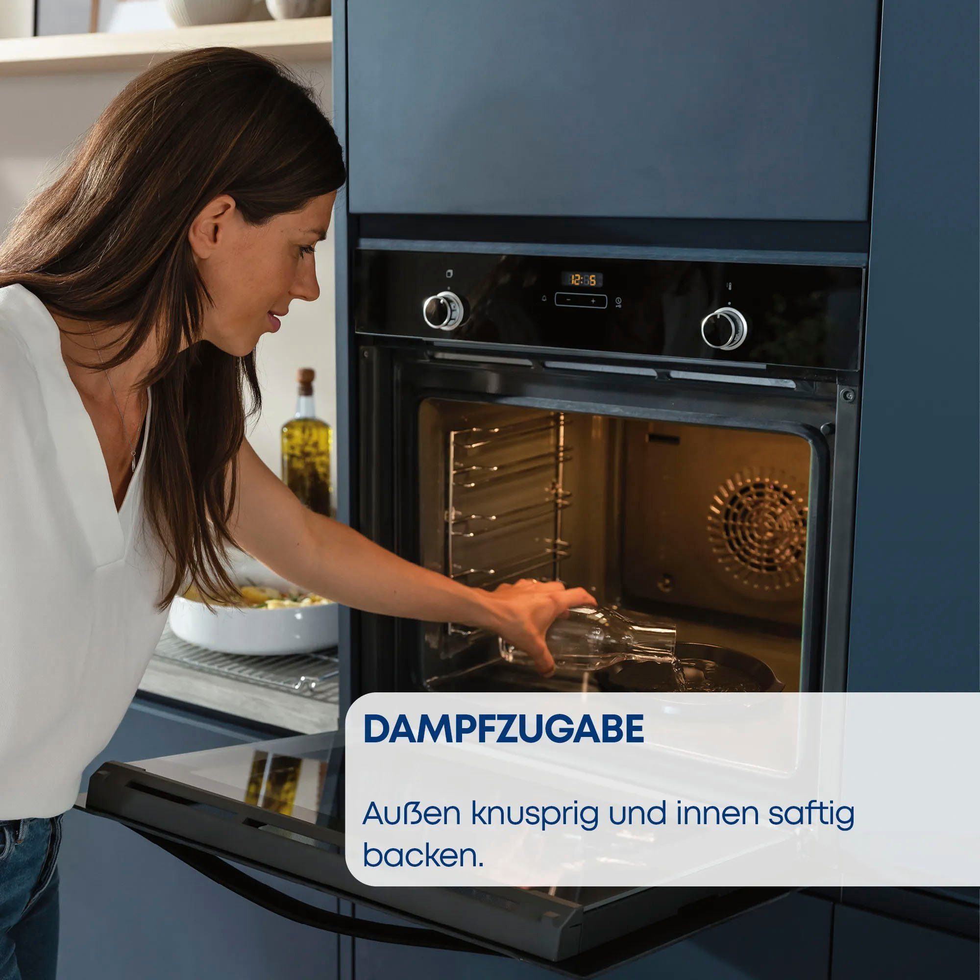 Constructa Einbaubackofen CF4A60062, mit Teleskopauszug nachrüstbar, Hydrolyse