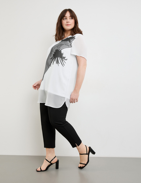 Chiffon-Tunika mit kurzem Arm