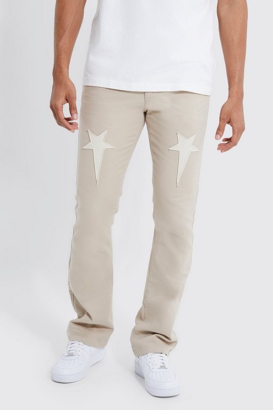 Skinny Schlaghose mit Applikation