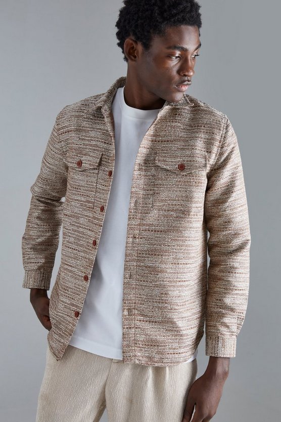 Bouclee-Overshirt mit Tasche