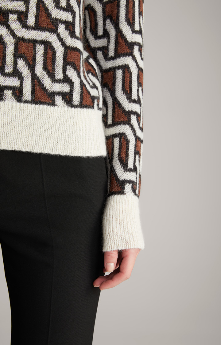 Strick-Pullover in Creme/Braun/Schwarz gemustert